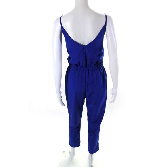 Ellelauri Women's V-Neck Spaghetti Straps Straight Leg Jumpsuit Blue Size M - Picture 3 of 5